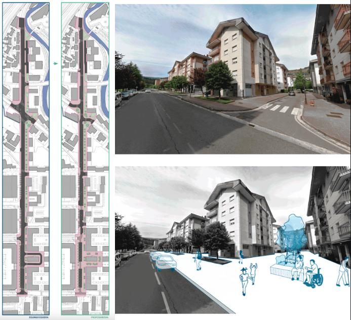 Propuesta para reorganizar Araba ibilbidea, una de las arterias principales del municipio.