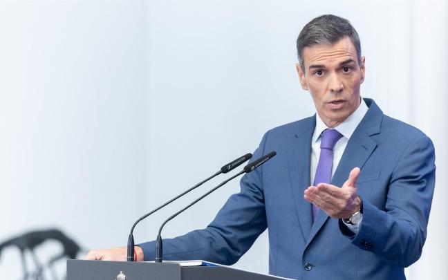 El presidente del Gobierno, Pedro Sánchez, comparece ante los medios de comunicación para hacer balance del curso político, a 28 de julio de 2025.