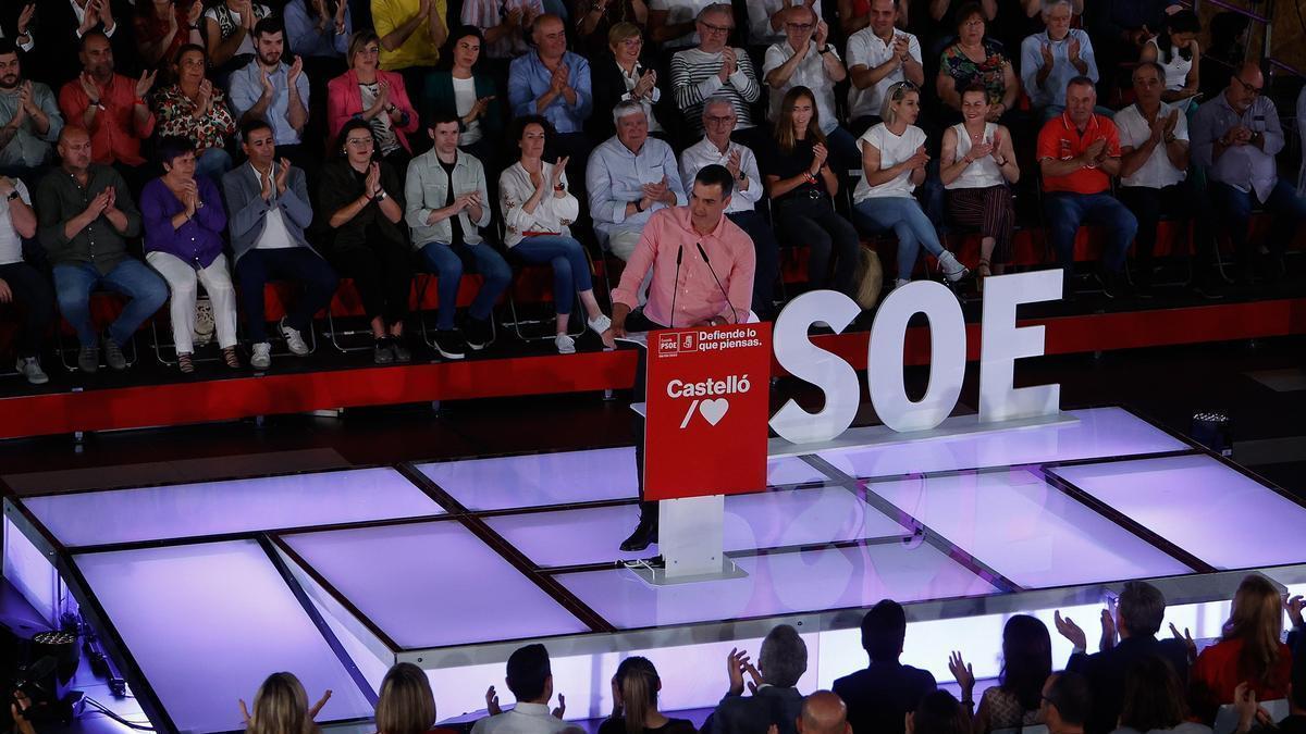 Sánchez interviene en un mitin en Castellón.