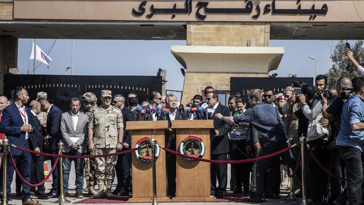 El secretario general de la ONU, António Guterres, durante una intervención la semana pasada en el paso de Rafah.