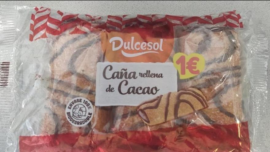 Caña rellena de cacao de Dulcesol.