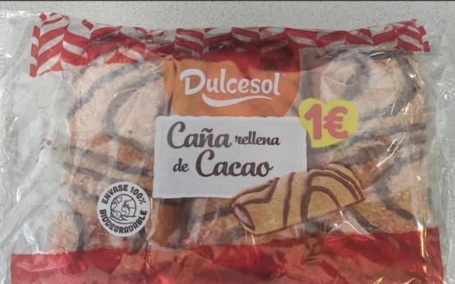 Caña rellena de cacao de Dulcesol. Caña rellena de cacao de Dulcesol.