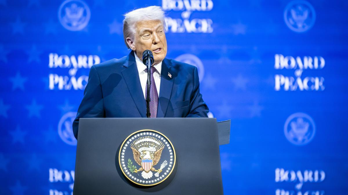 El presidente de Estados Unidos, Donald Trump, durante su intervención en Davos
