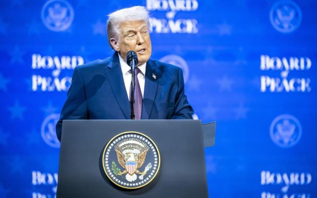El presidente de Estados Unidos, Donald Trump, durante su intervención en Davos