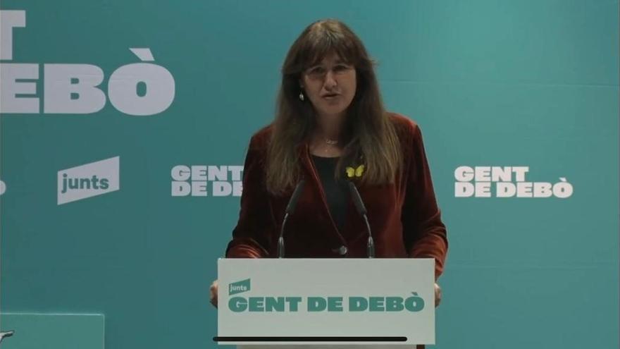 Laura Borràs, durante su intervención en la Jornada Municipalista de Junts de les Terres de l'Ebre.