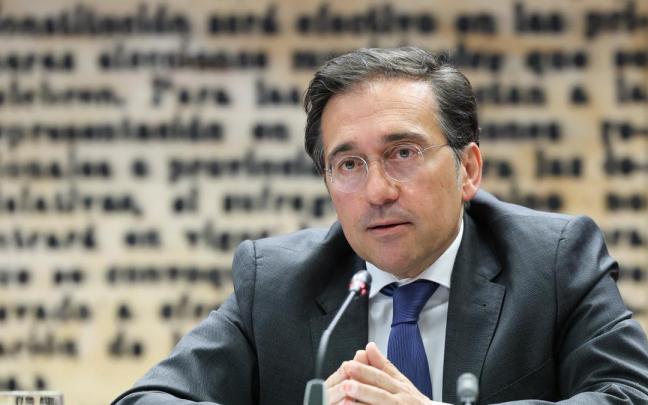 José Manuel Albares, en la sesión de hoy de la Comisión de Exteriores del Senado.