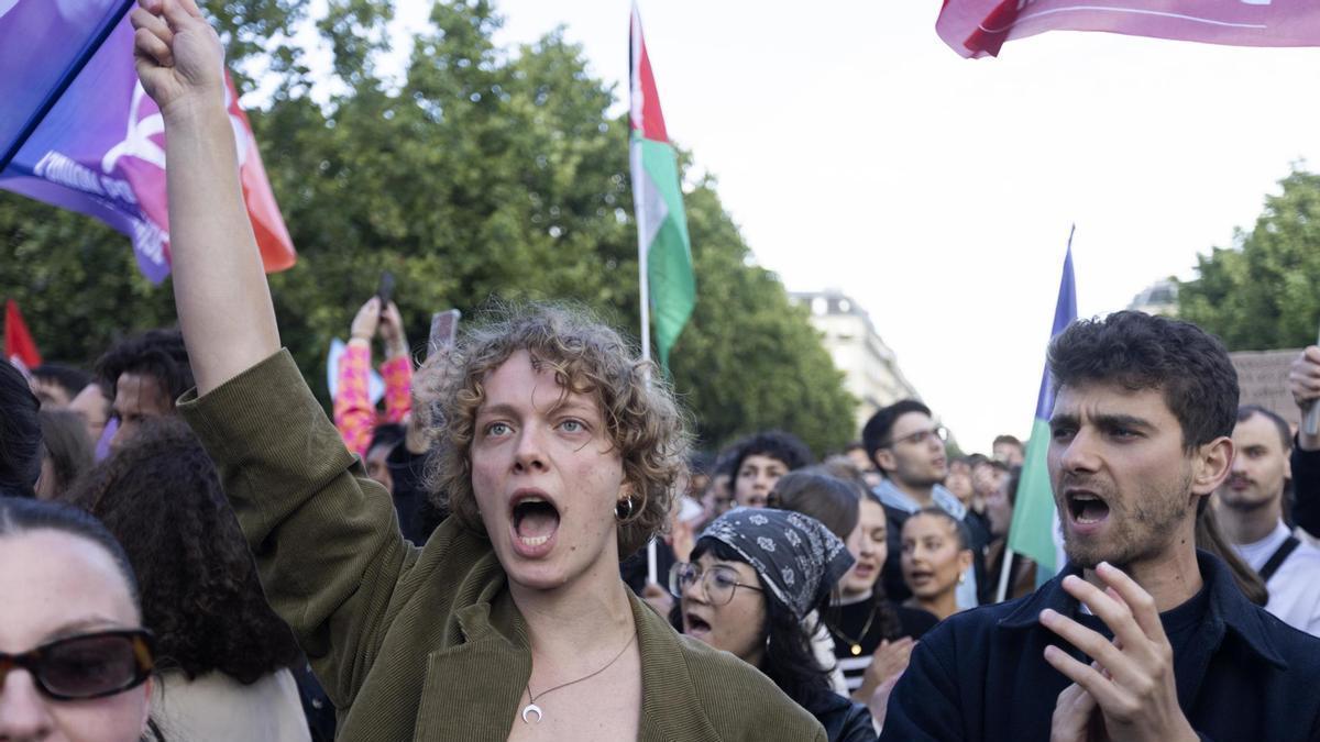 Protestas contra la ultraderecha en París tras los resultados de las elecciones europeas.