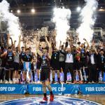 Los jugadores de Bilbao Basket celebrando el título de la FIBA Europe Cup. Foto: FIBA