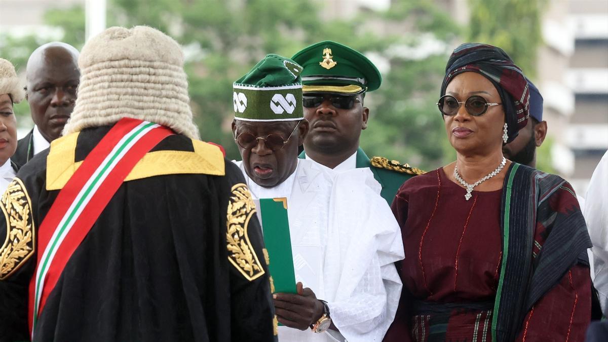 El presidente de Nigeria, Bola Ahmed Tinubu, durante su ceremonia de investidura.