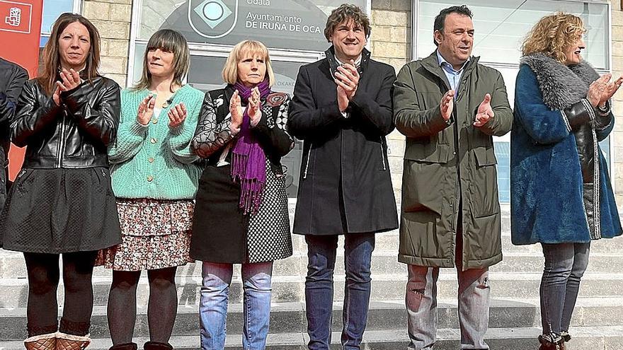 El secretario general del PSE, Eneko Andueza, en el acto celebrado en Iruña Oka.