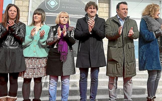 El secretario general del PSE, Eneko Andueza, en el acto celebrado en Iruña Oka.