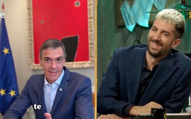 David Broncano durante el vídeo enviado por Pedro Sánchez.