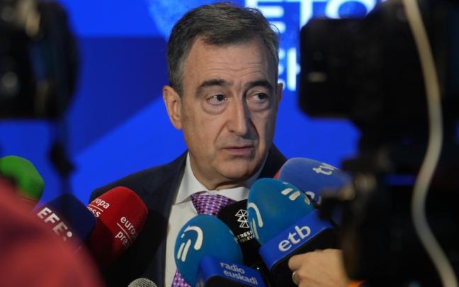 El presidente del EBB, Aitor Esteban, en un acto de cariz económico celebrado el pasado jueves en Bilbao.