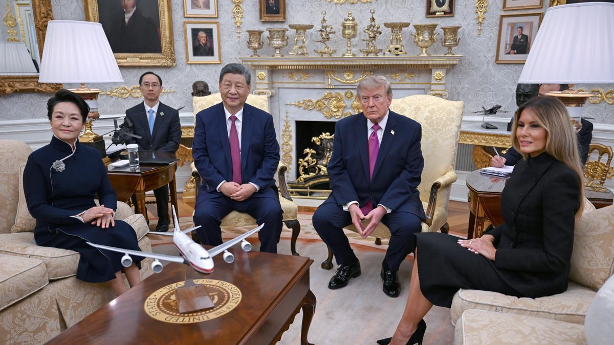 Xi Jinping y Donald Trump, junto a sus esposas en la recepción en la Casa Blanca.