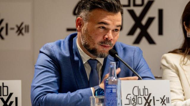 El portavoz de ERC en el Congreso, Gabriel Rufián, durante un coloquio organizado por el Club Siglo XXI.