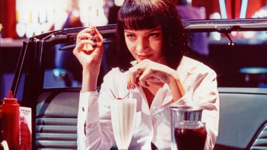 Mia, disfrutando de su batido en 'Pulp Fiction'.