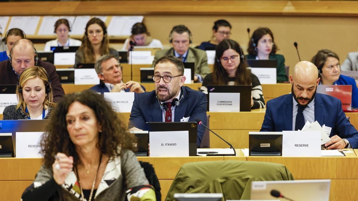 Denis Itxaso interviene en la Comisión REGI del Parlamento Europeo.