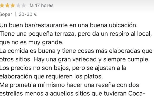 La reseña que abre el debate en las redes sociales