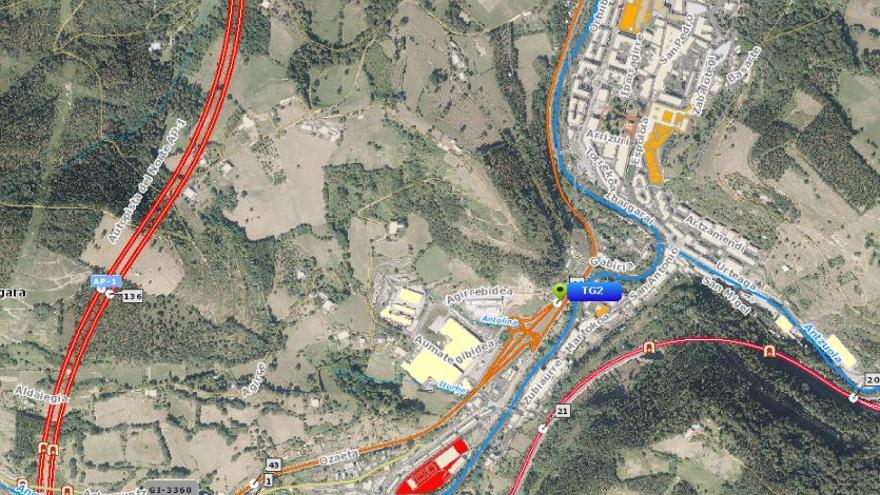 Lugar del accidente en Bergara