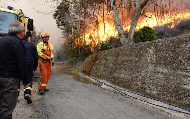 Labores de extinción en uno de los incendios desatados en Asturias en las últimas semanas.