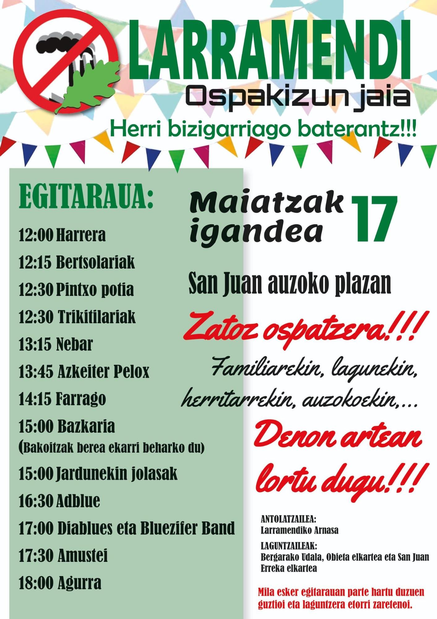 Programa de actividades organizado para este 17 de mayo.
