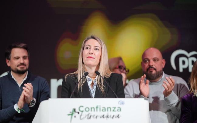 María Guardiola comparece tras su victoria en las pasadas elecciones de Extremadura.