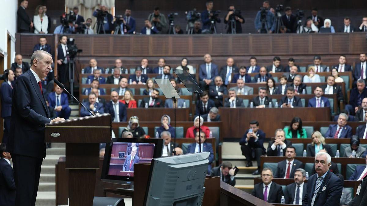 El presidente Recep Tayyip Erdogan interviene ante el Parlamento turco.