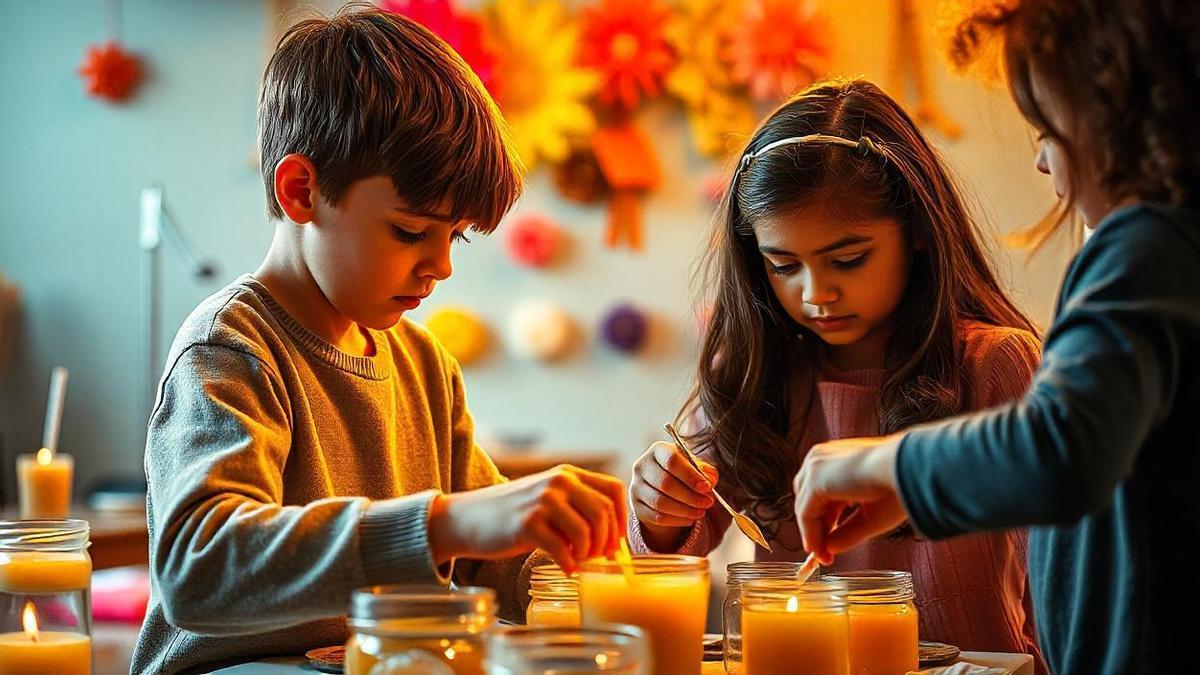 Niños en un taller de velas, en una imagen de archivo.