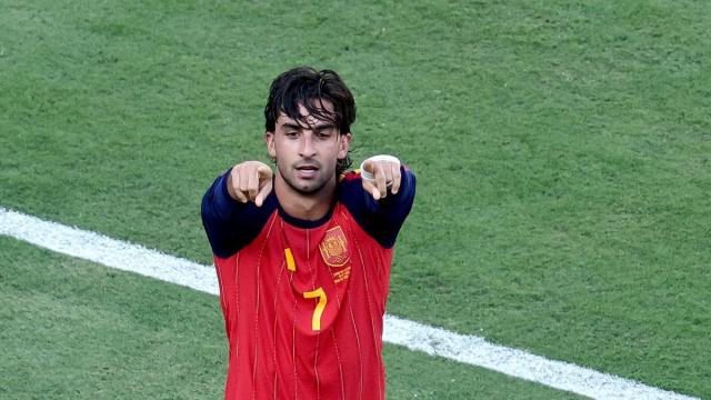 Ferran celebra su gol a Argentina.