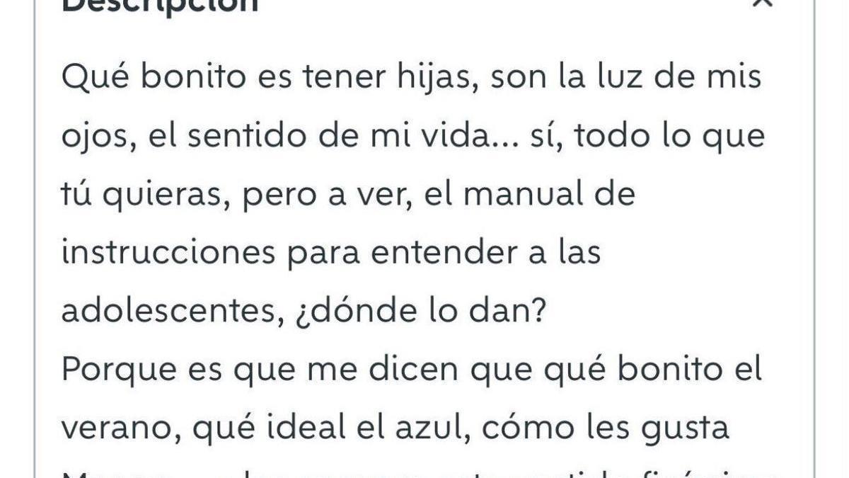 La descripción de un anuncio visto en la app de Wallapop X
