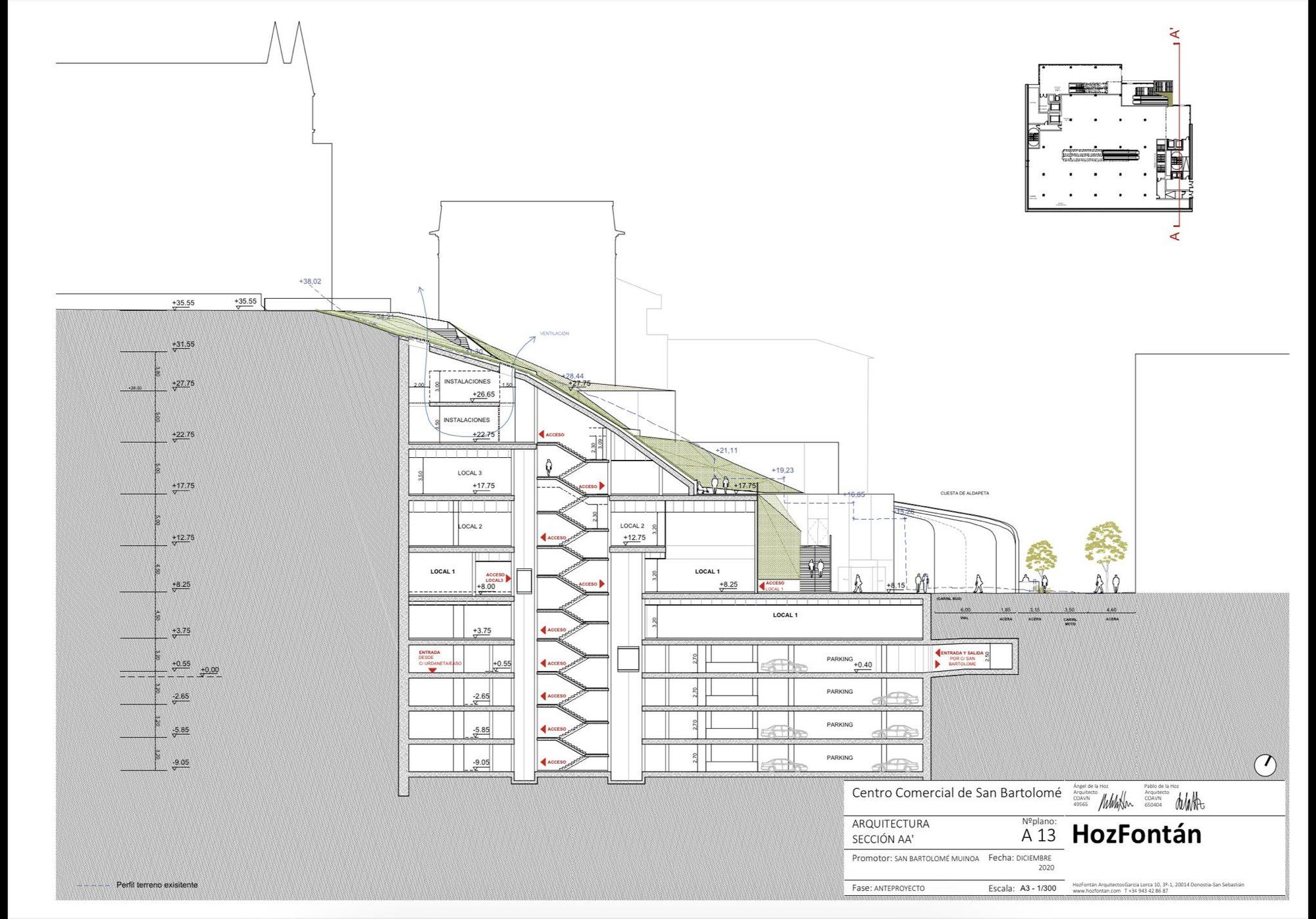Alzado del centro comercial de San Bartolomé.