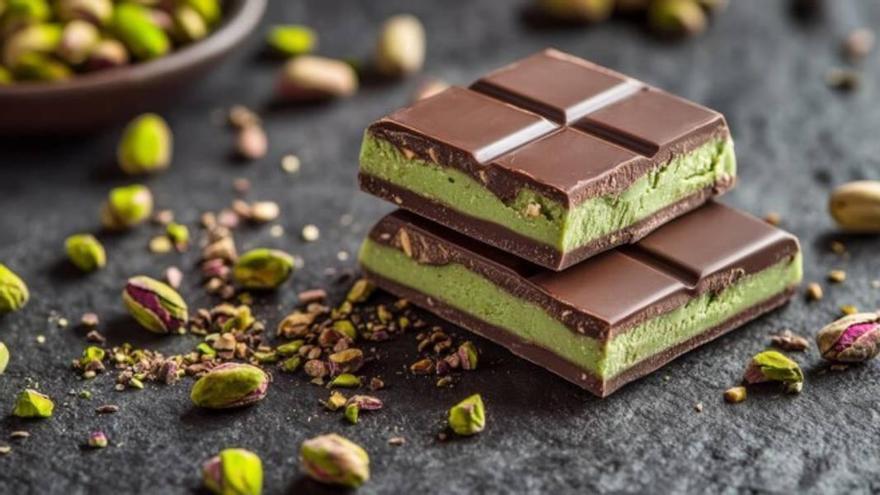 Chocolate de Dubái con pistachos.