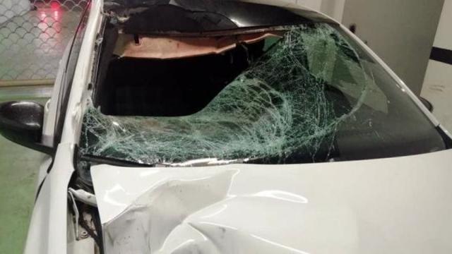 Coche implicado en el atropello mortal de un peatón en Pamplona.