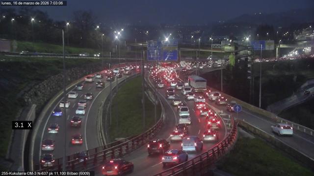 Retenciones generadas por el accidente múltiple del Corredor del Txorierri | Fuente: Cuenta de X de Trafikoa 