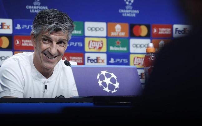 Imanol, en la rueda de prensa previa al partido de Champions contra el Inter. / JUAN HERRERO / EFE