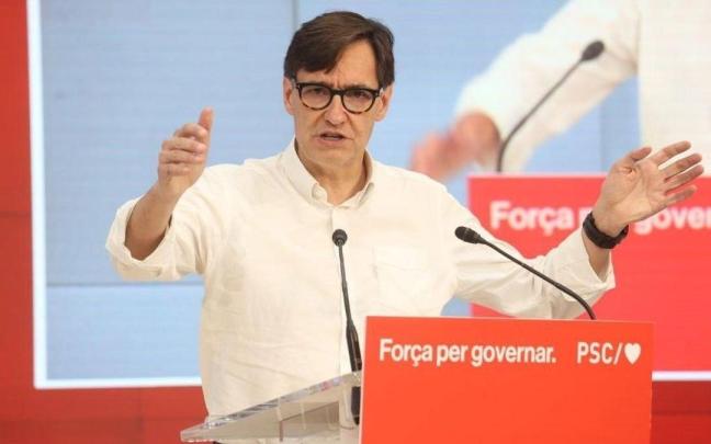 El líder del PSC, Salvador Illa, ayer durante su intervención ante el Consell Nacional del partido. / PSC El líder del PSC, Salvador Illa, ayer durante su intervención ante el Consell Nacional del partido.