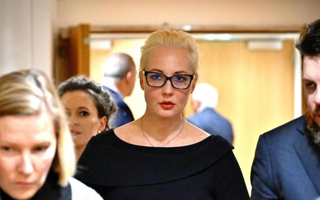 Yulia Navalnaya tras intervenir en la cumbre europea de Asuntos Exteriores, en Bruselas.