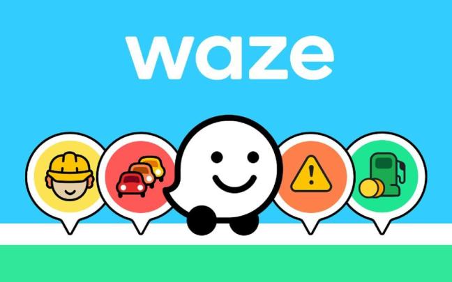 El logo de la aplicación de navegación Waze.