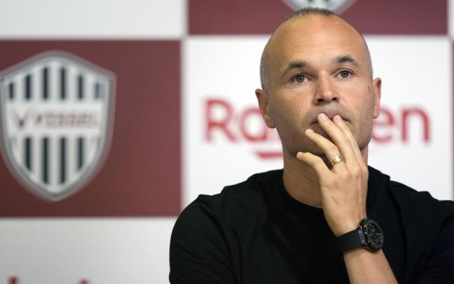 Andrés Iniesta, en la rueda de prensa en la que ha anunciado que abandona el Vissel Kobe.