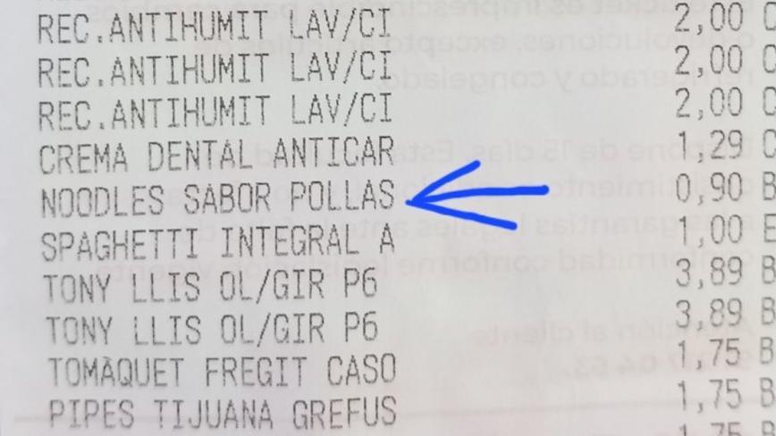 Parte del ticket de compra del cliente.