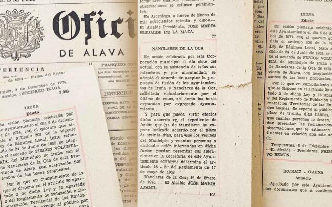 Edictos sobre la fusión voluntaria aprobados en Iruña y Nanclares, previos a crear Iruña Oka