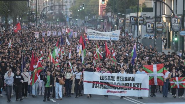 Protesta contra el acto de Vito Quiles en Bilbao.