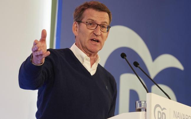 Feijóo, durante el acto en el que ha participado en Cintruénigo.