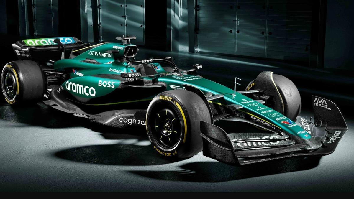 El equipo de Fórmula 1 Aston Martin Aramco presentó este lunes su nuevo monoplaza, el AMR24.