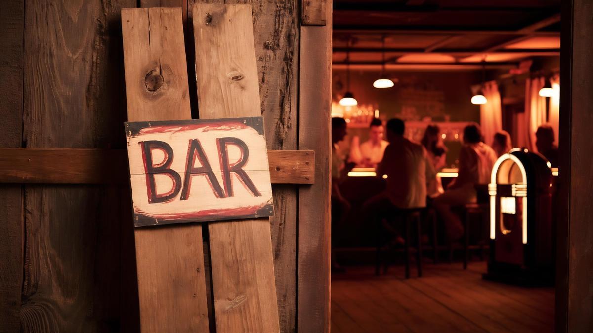 La entrada de un bar.