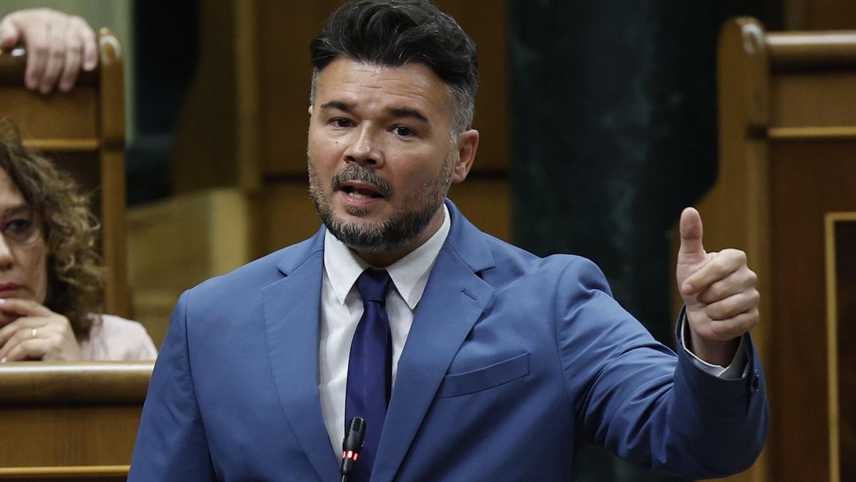 El portavoz de ERC en el Congreso, Gabriel Rufián, se ha mostrado implacable con el presidente español.