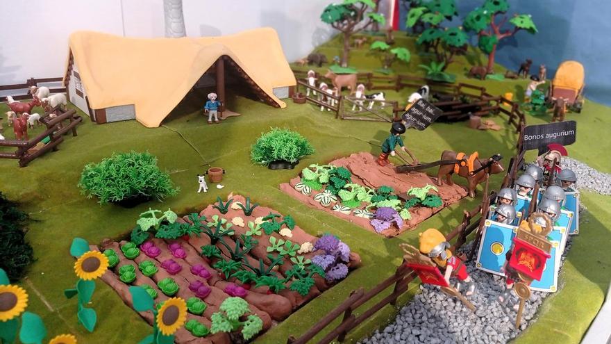 Varias de las composiciones de la muestra están ambientadas en la época romana y medieval