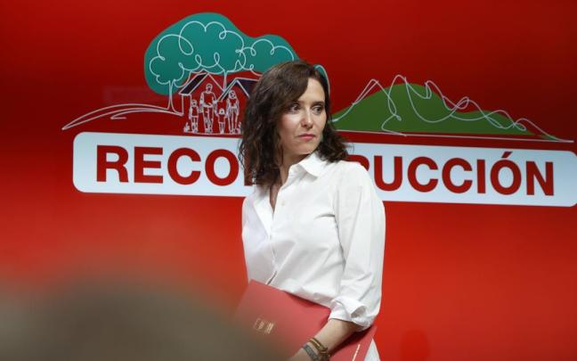 La presidenta de la Comunidad de Madrid, isabel Díaz Ayuso, este miércoles en rueda de prensa