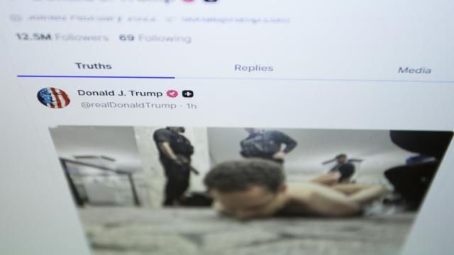 Imagen del detenido publicada por Donald Trump en su perfil de la red Truth