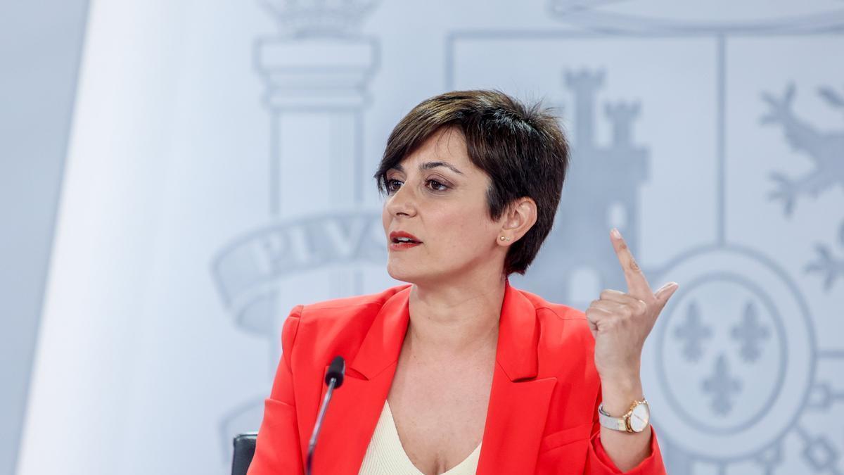 Isabel Rodríguez durante una rueda de prensa posterior al Consejo de Ministros.